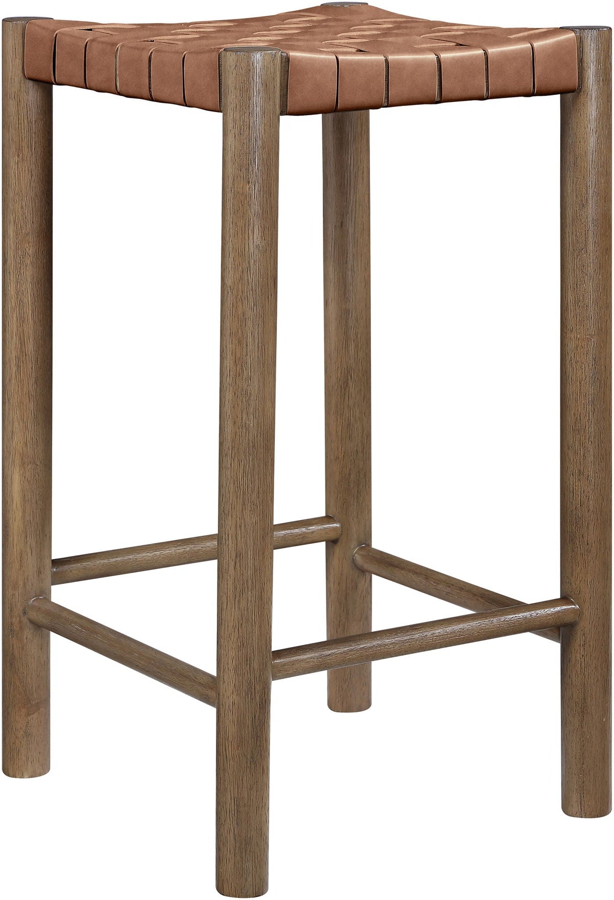 Entwine - Vegan Leather Upholstered Backless Counter Stool - Painted Brown