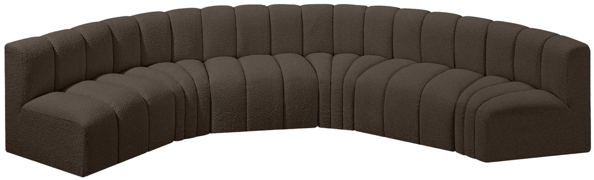 Arc - Boucle Fabric 6 Piece U-Shaped Modular Sofa