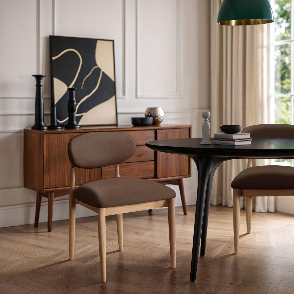Riccio - Faux Leather Dining Side Chair (Set of 2) - Natural Frame