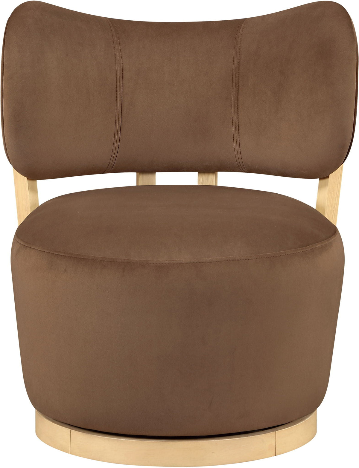 Elara - Velvet Upholstered Swivel Accent Chair - Stained Natural