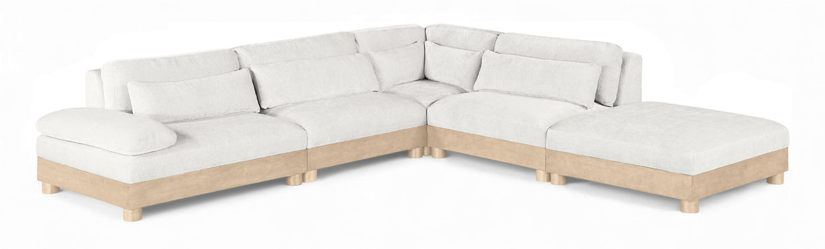 Turin - Chenille Fabric Upholstered Modular Sectional - White