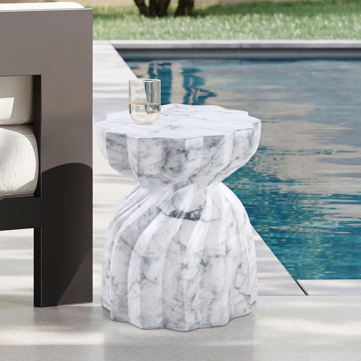 Caserta - Marble Finish Concrete End Table