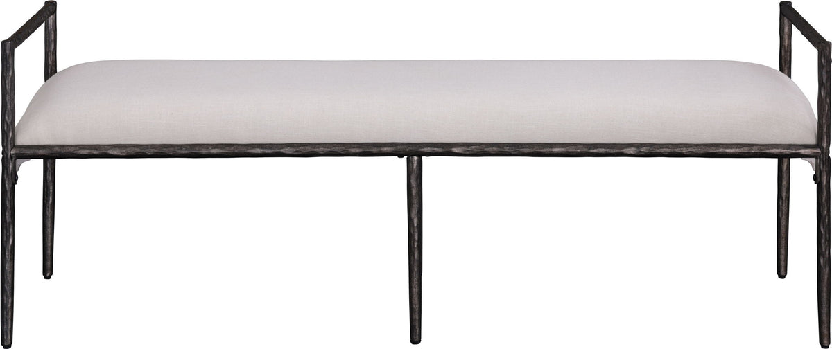 Axis - Linen Textured  Beige Fabric Upholstered Bench