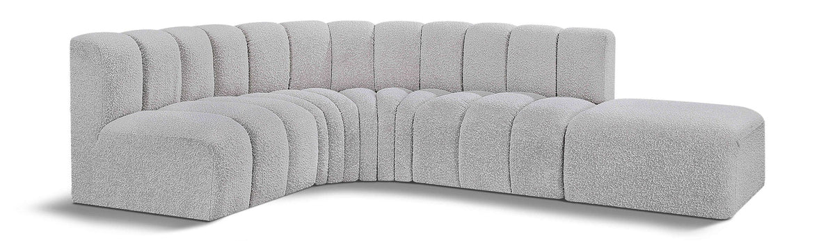 Arc - Boucle Fabric 5 Piece Corner Modular Sofa