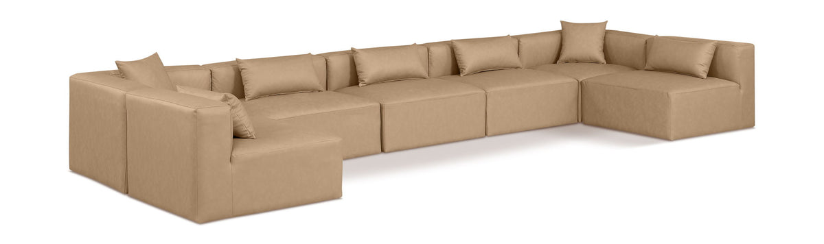 Cube - 7 Piece Modular U-Shaped Sectional - Tan
