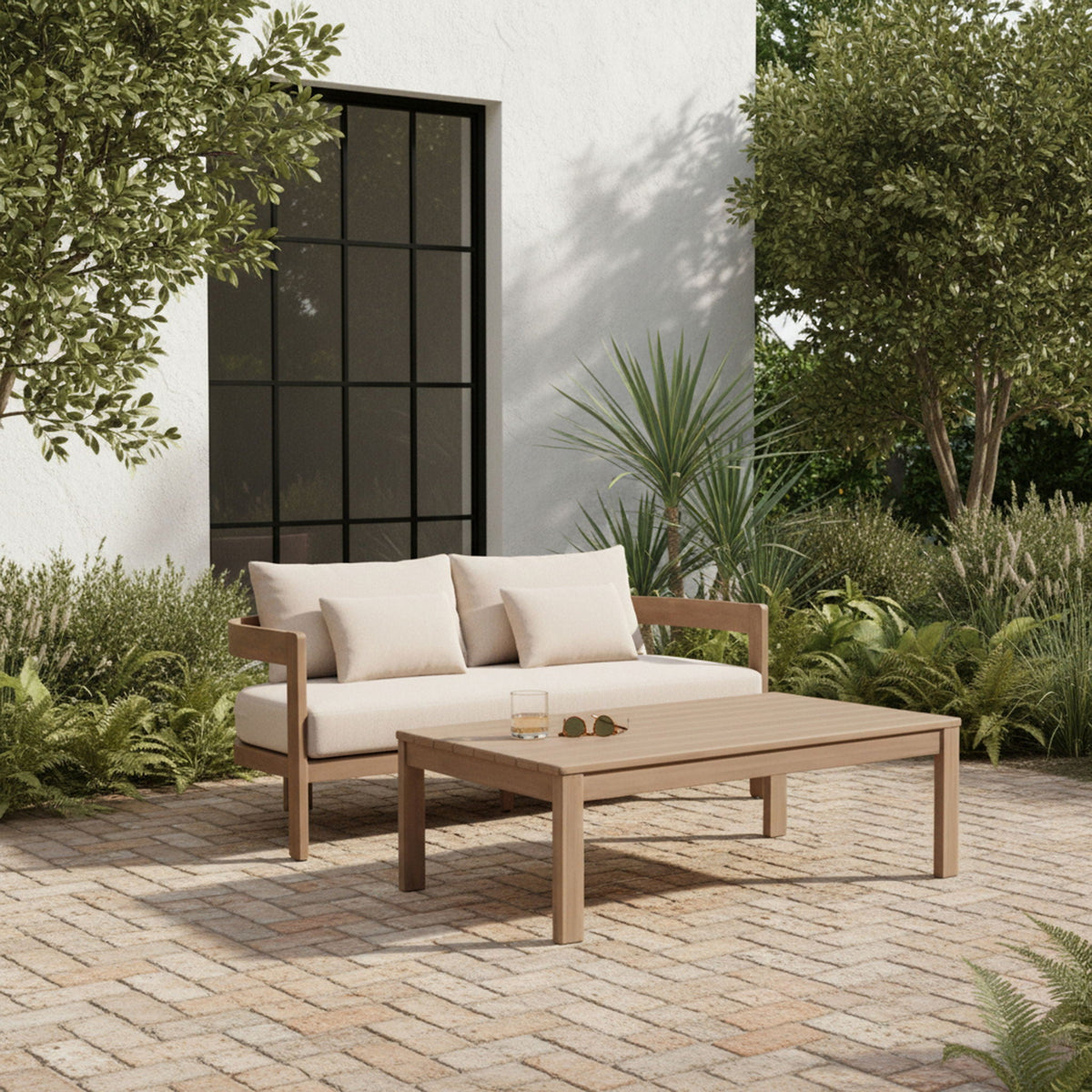 Newport - Water Resistant Fabric 65" Upholstered Outdoor Patio Loveseat