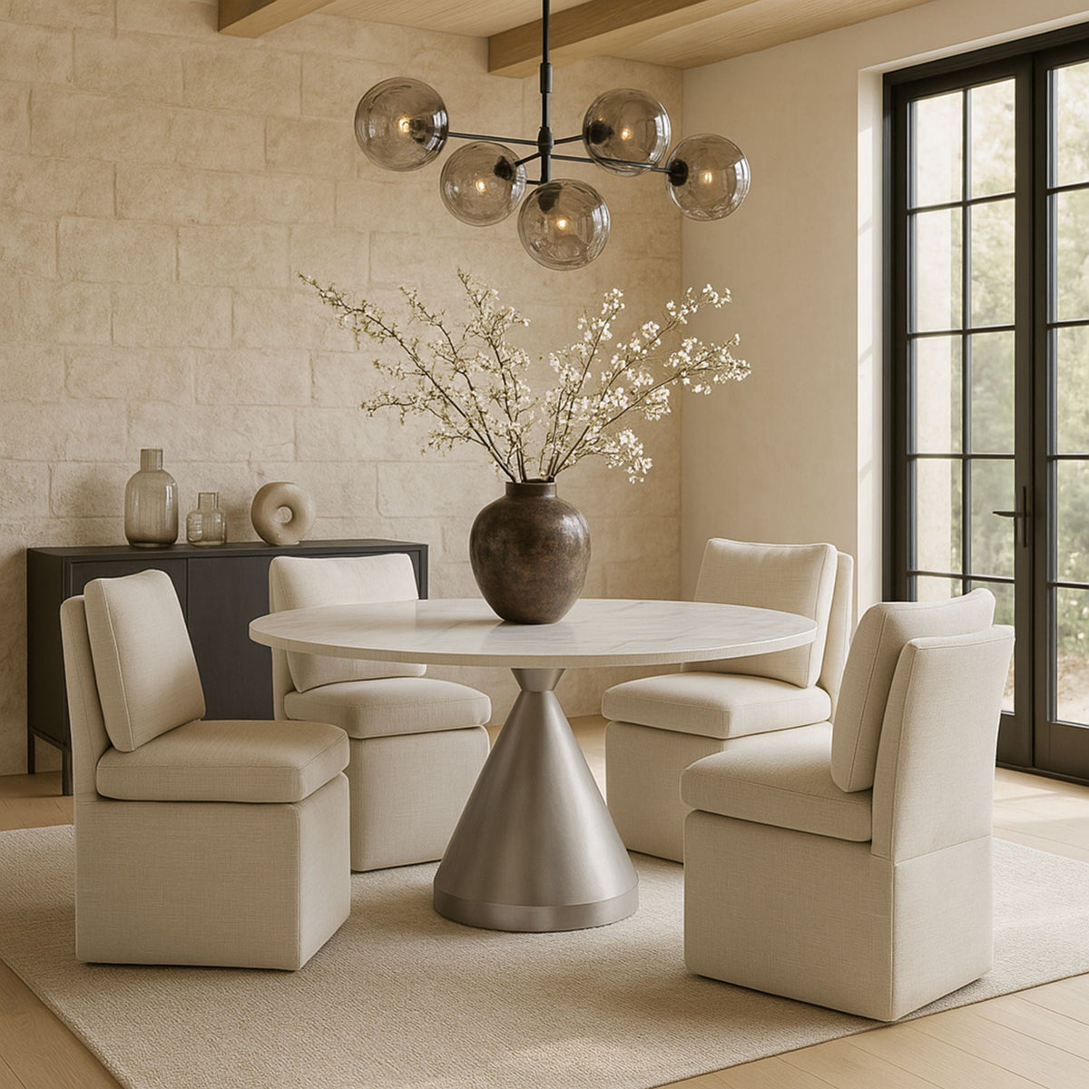 Nelori - Linen Textured Performance Fabric Upholstered Dining Chair (Set of 2)
