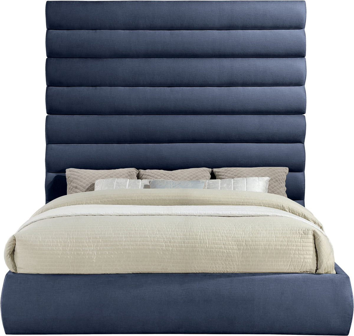 Adam - Chenille Fabric Bed With 89" Headboard