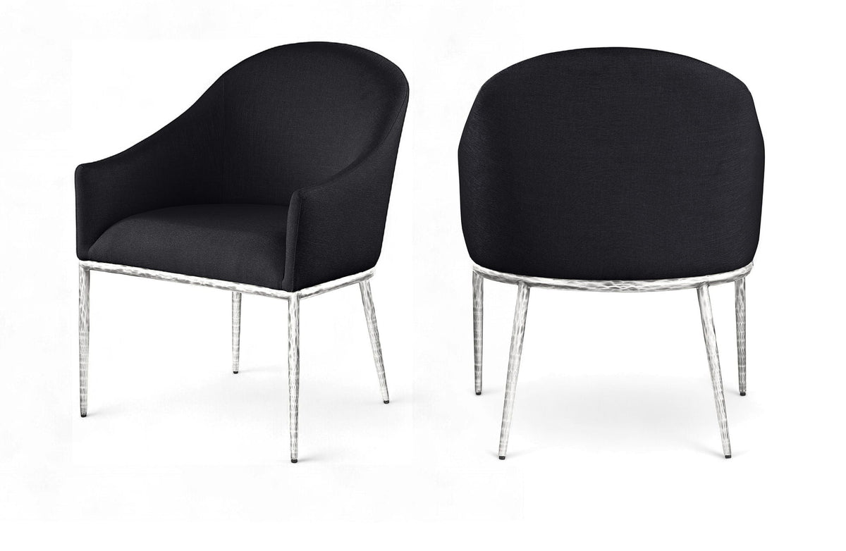 Ferro - Upholstered Dining Arm Chair With Brushed Silver Legs