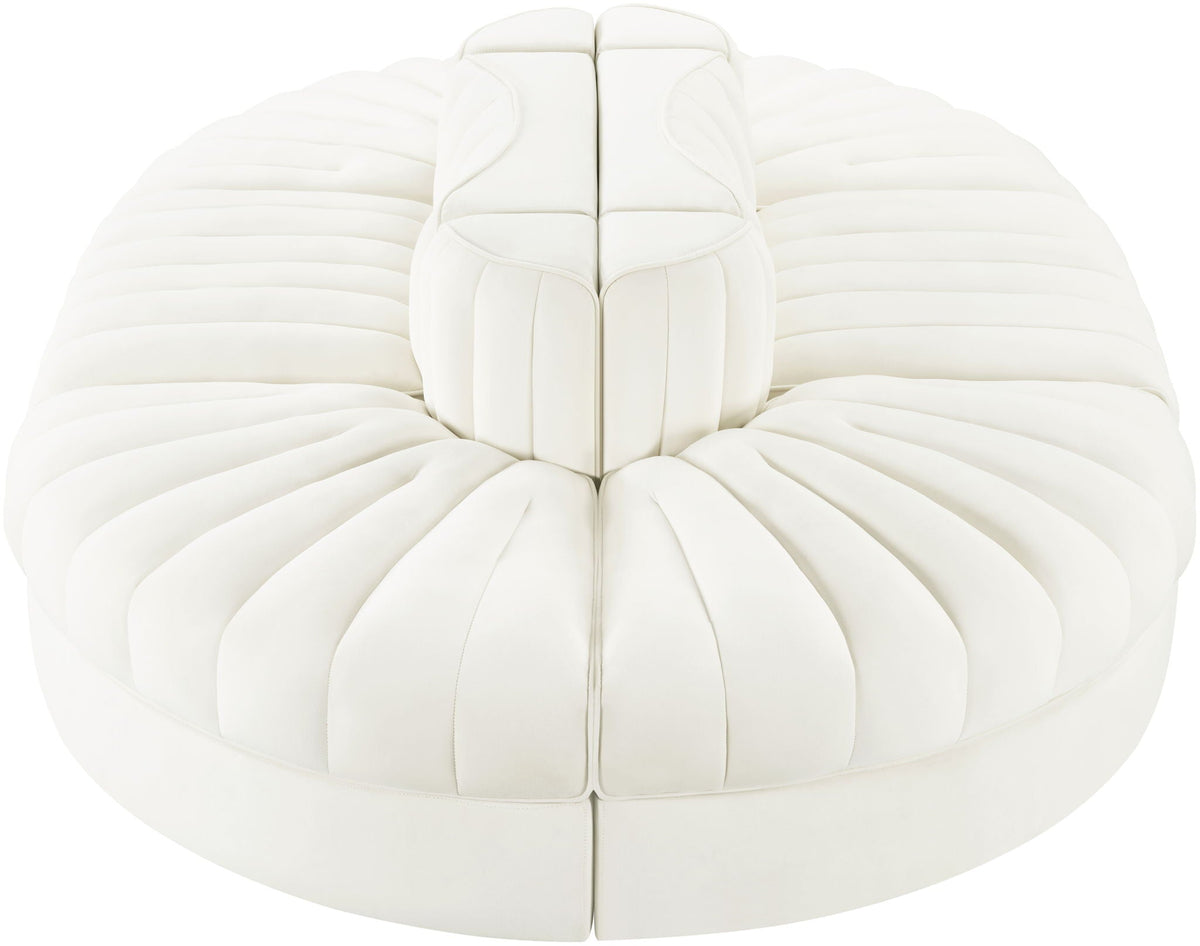 Rummi - Oval Velvet Performance Fabric Upholstered 6 Piece Modular Sectional