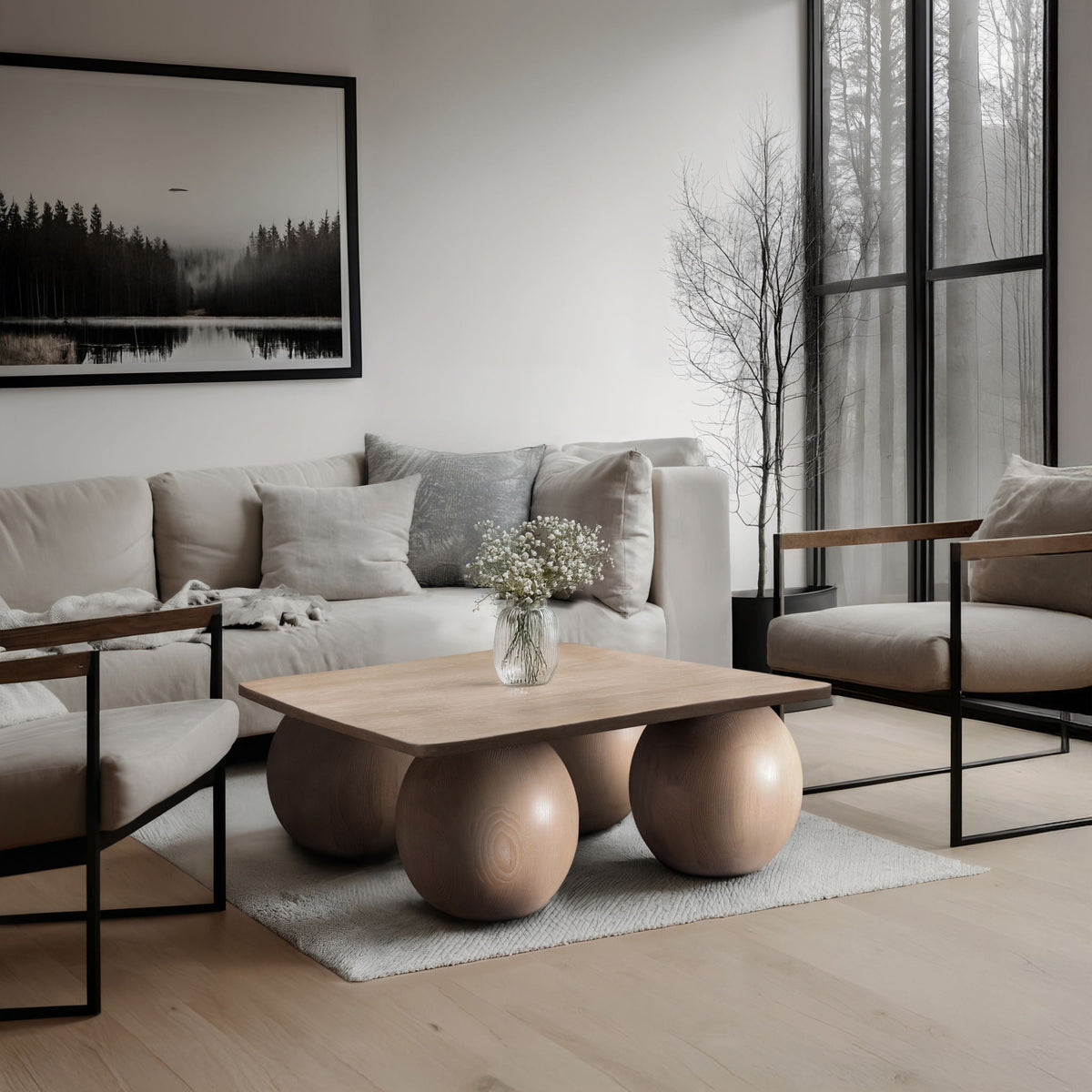 Fitch - Oak Veneer Coffee Table - 4 Legs