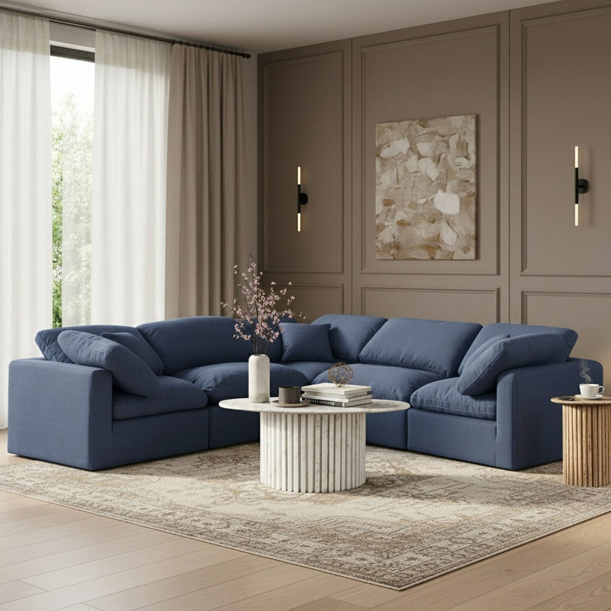 Indulge - Linen 5 Piece Modular Corner Sectional