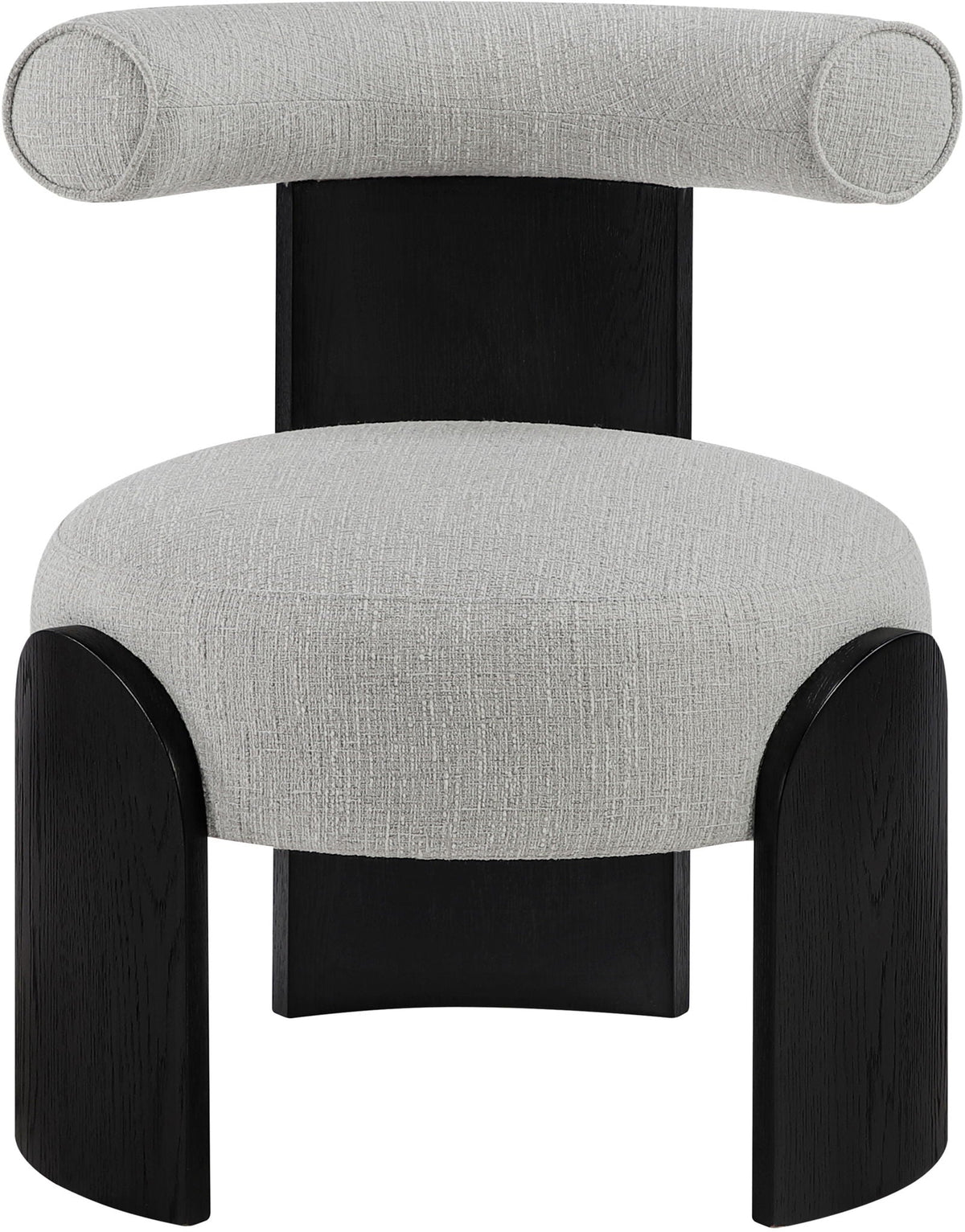 Calder - Linen Textured Fabric Upholstered Accent Chair - Painted Black Base