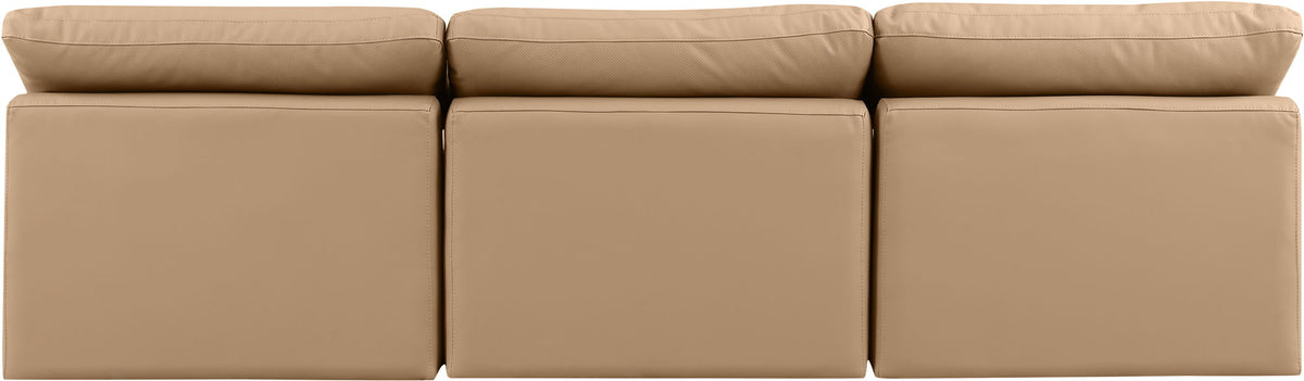 Indulge - Faux Leather 3 Piece Modular Armless Sofa - Tan