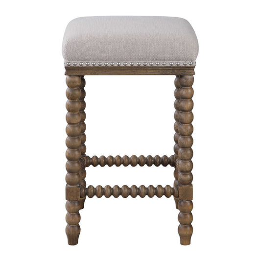 Pryce - Wooden Counter Stool - White & Light Brown