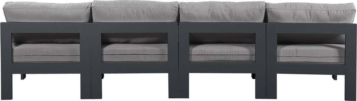 Nizuc - Outdoor Patio 4 Seat Armless Modular Sofa With Gray Frame
