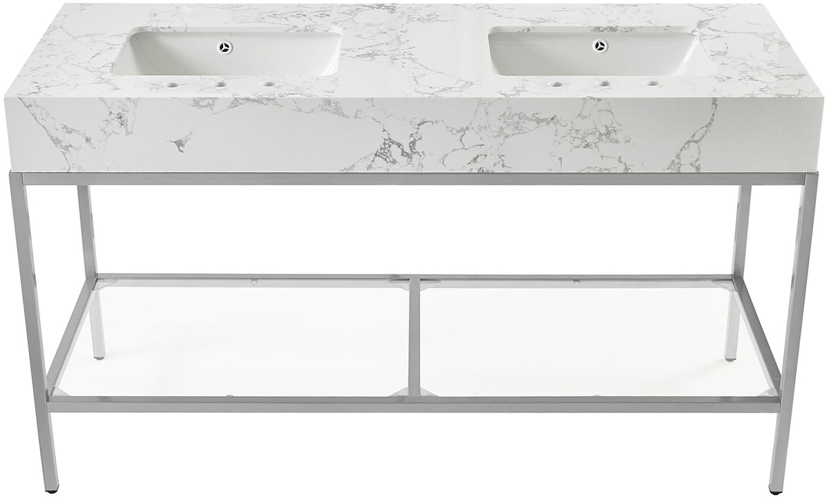 Marmo - Engineered Marble Bathroom Vanity With Chrome Base