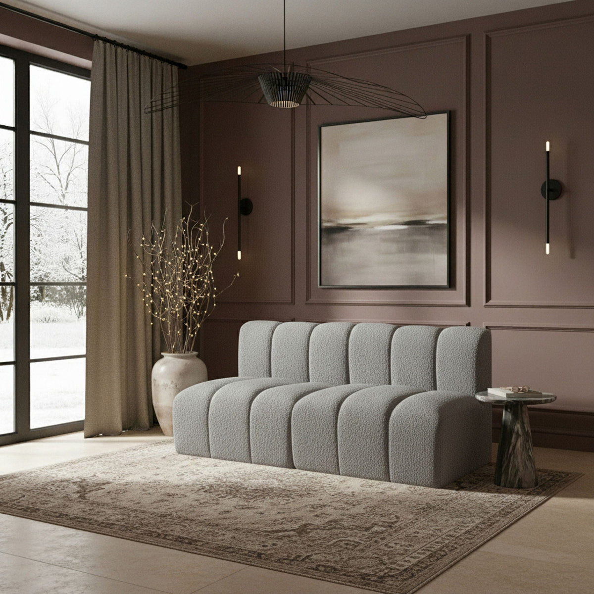 Arc - Boucle Fabric 2 Seats Modular Sofa