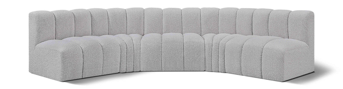 Arc - Boucle Fabric 5 Piece U-Shaped Modular Sofa