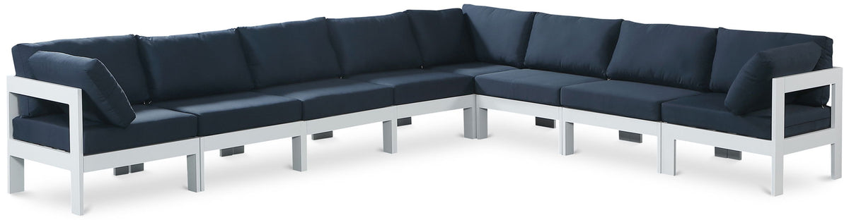 Nizuc - Outdoor Patio 8 Piece Modular Sectional With White Frame