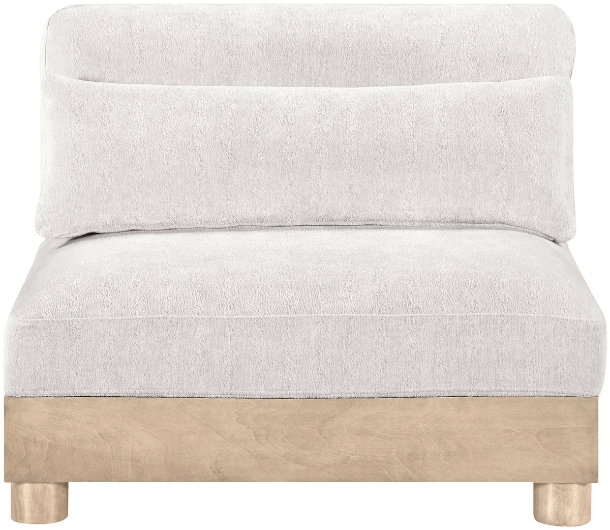 Turin - Chenille Fabric Upholstered Modular Armless Chair - Natural Base