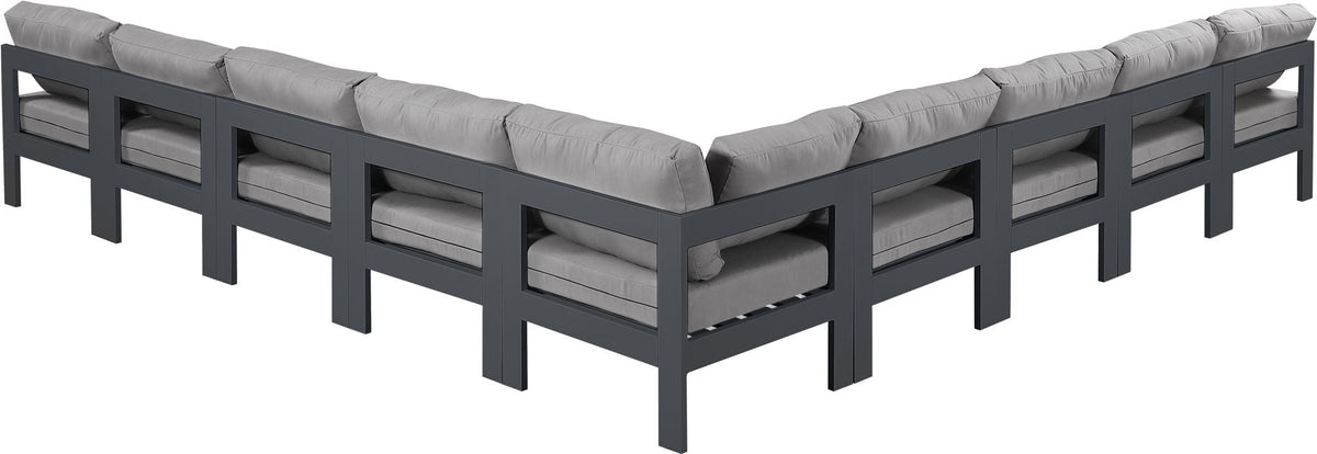 Nizuc - Outdoor Patio 9 Piece Modular Sectional With Gray Frame