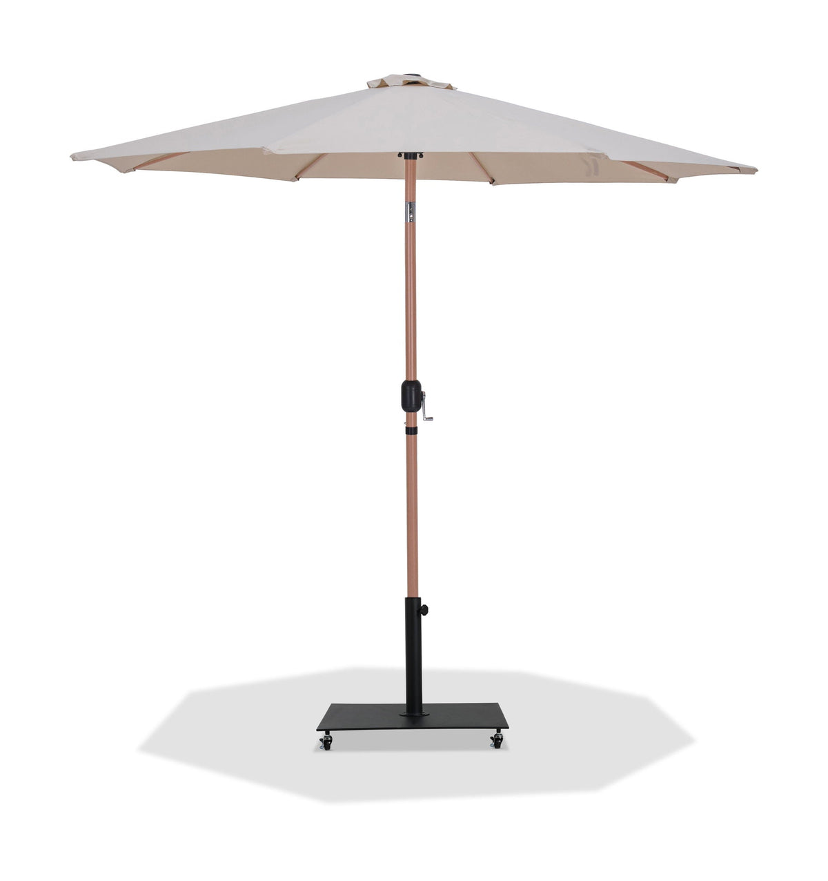 Fiji - Aluminum Patio Umbrella With Square Black And Teak Base