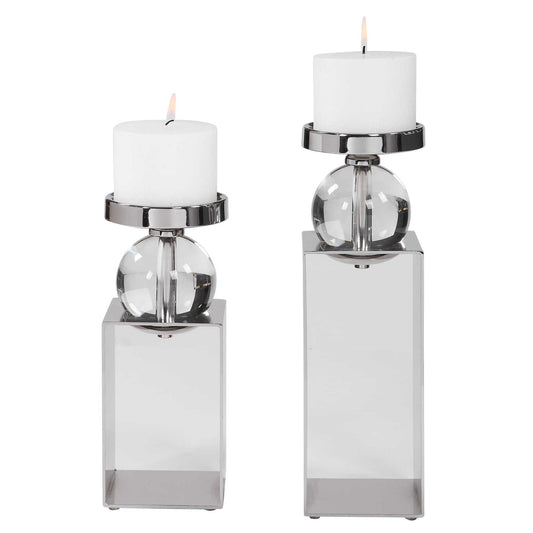 Lucian - Candleholders (Set of 2) - Nickel