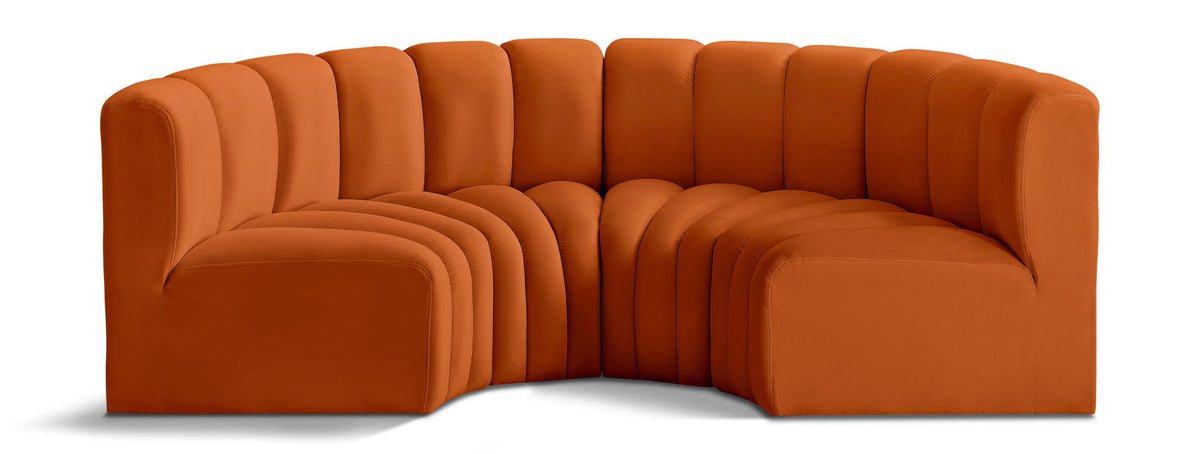 Arc - Velvet 4 Piece U-Shaped Modular Sofa