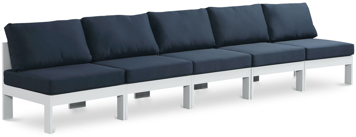 Nizuc - Outdoor Patio 5 Seat Modular Armless Sofa With White Frame