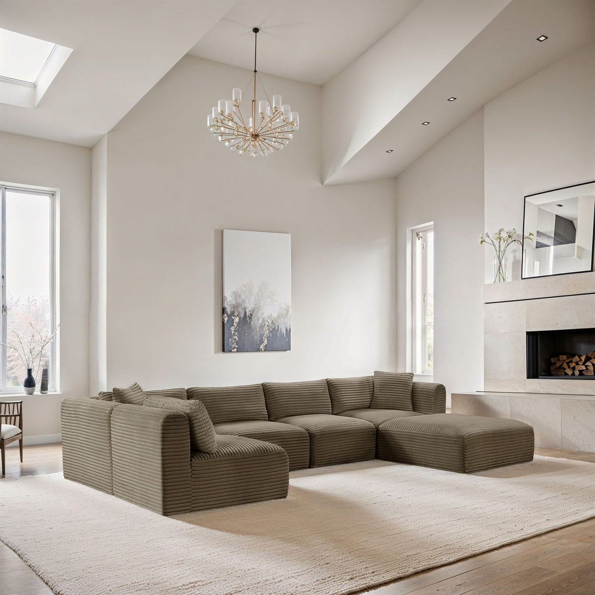 Shaggy - Fabric 6 Piece Modular U-Shaped Sectional