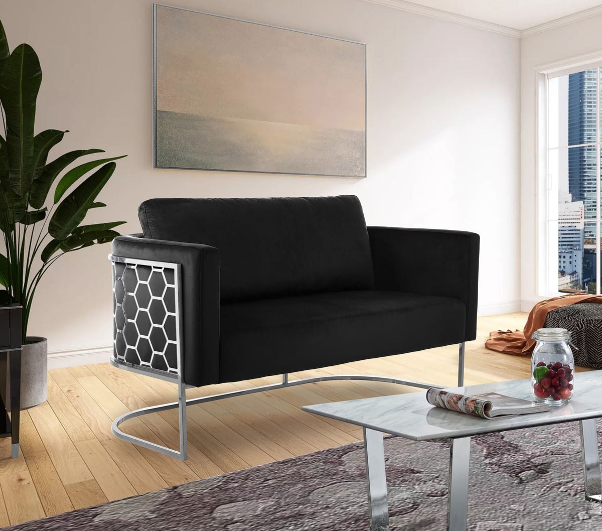 Casa - Loveseat with Chrome Legs