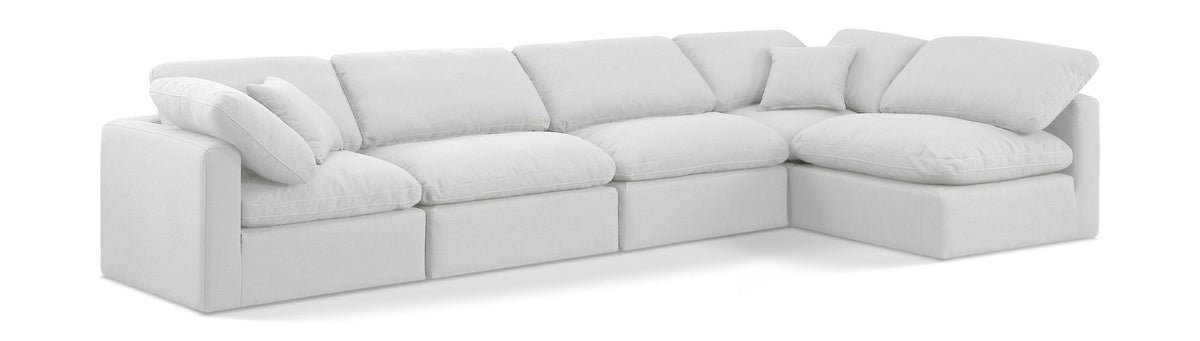 Indulge - Linen 5 Piece Modular Sectional - White