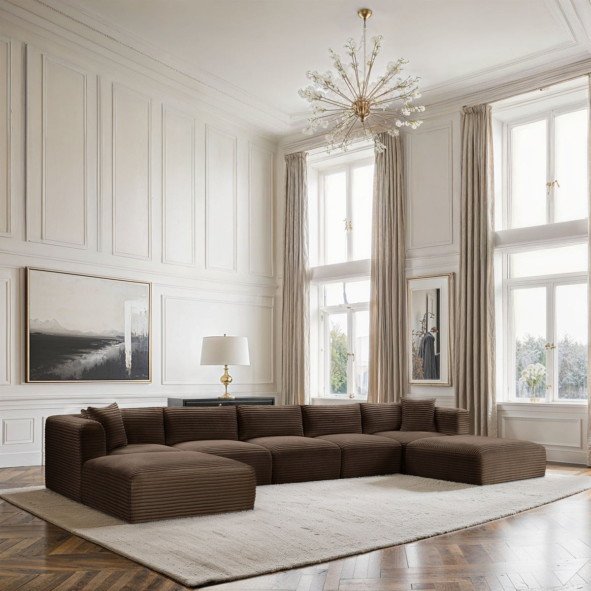 Shaggy - 7 Piece Modular Sectional With 2 Ottomans
