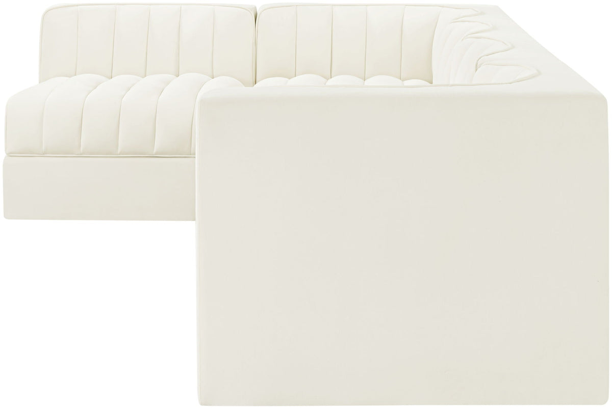 Rummi - Velvet Performance Fabric Upholstered 5 Piece Modular Sectional, L-Shaped (Right)