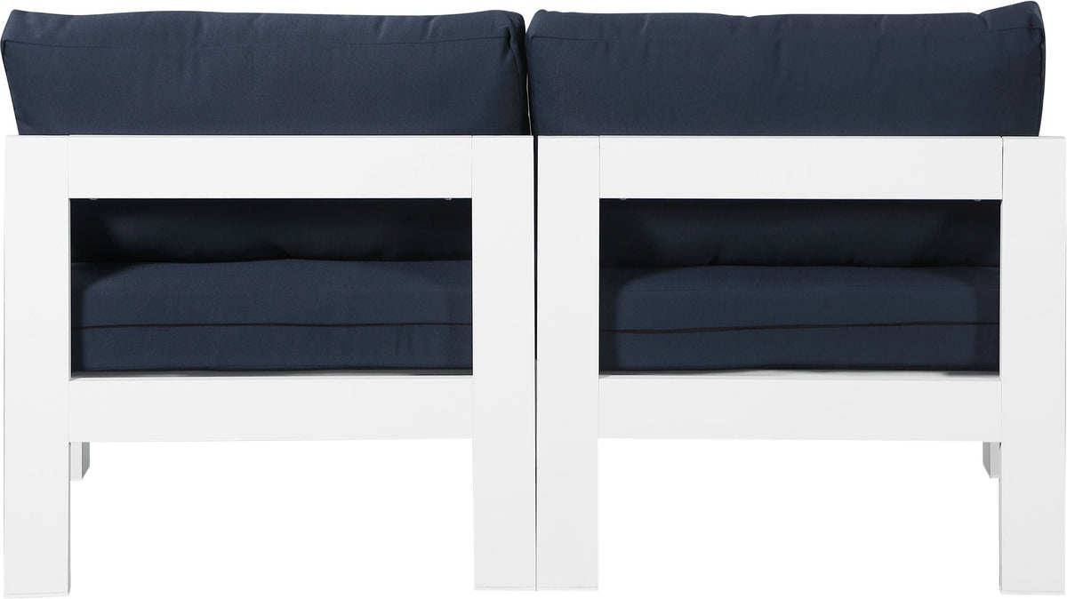 Nizuc - Outdoor Patio 2 Seat Armless Modular Sofa With White Frame