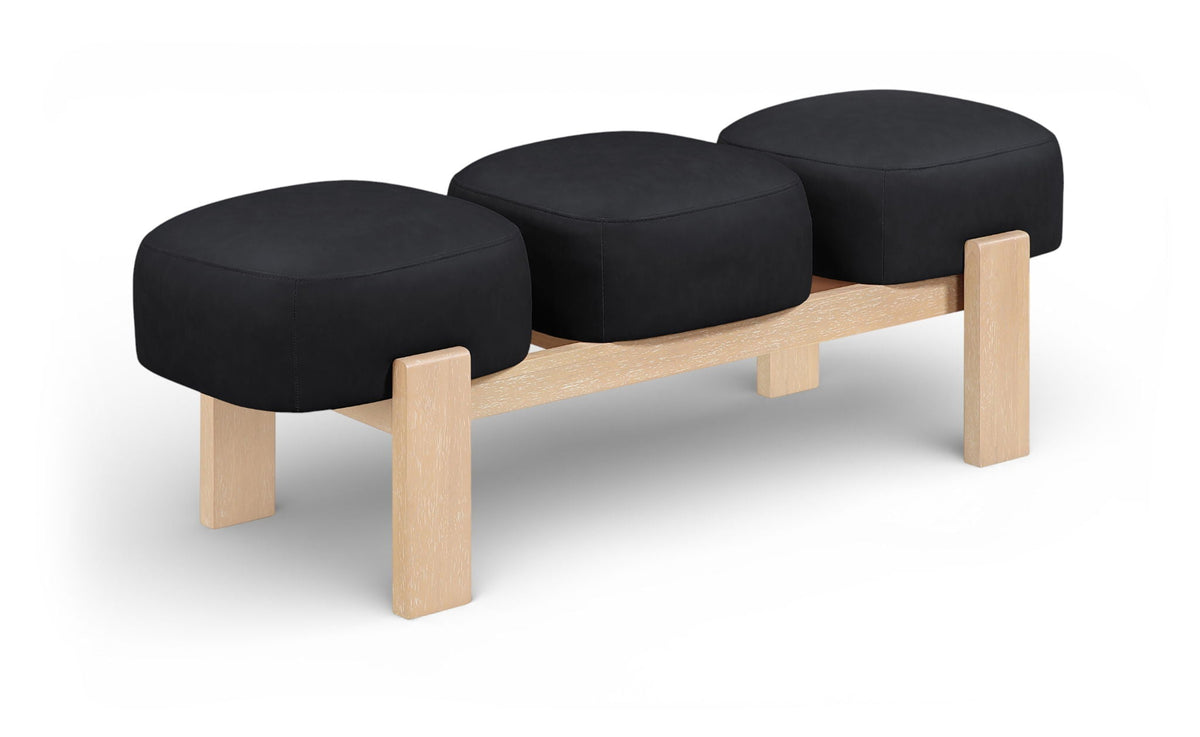 Woodcrest - Vegan Leather Upholstered Bench - Painted Natural Base