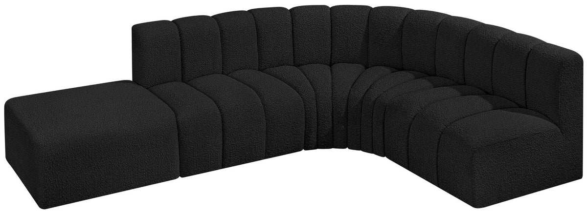 Arc - Boucle Fabric 5 Piece Corner Modular Sofa