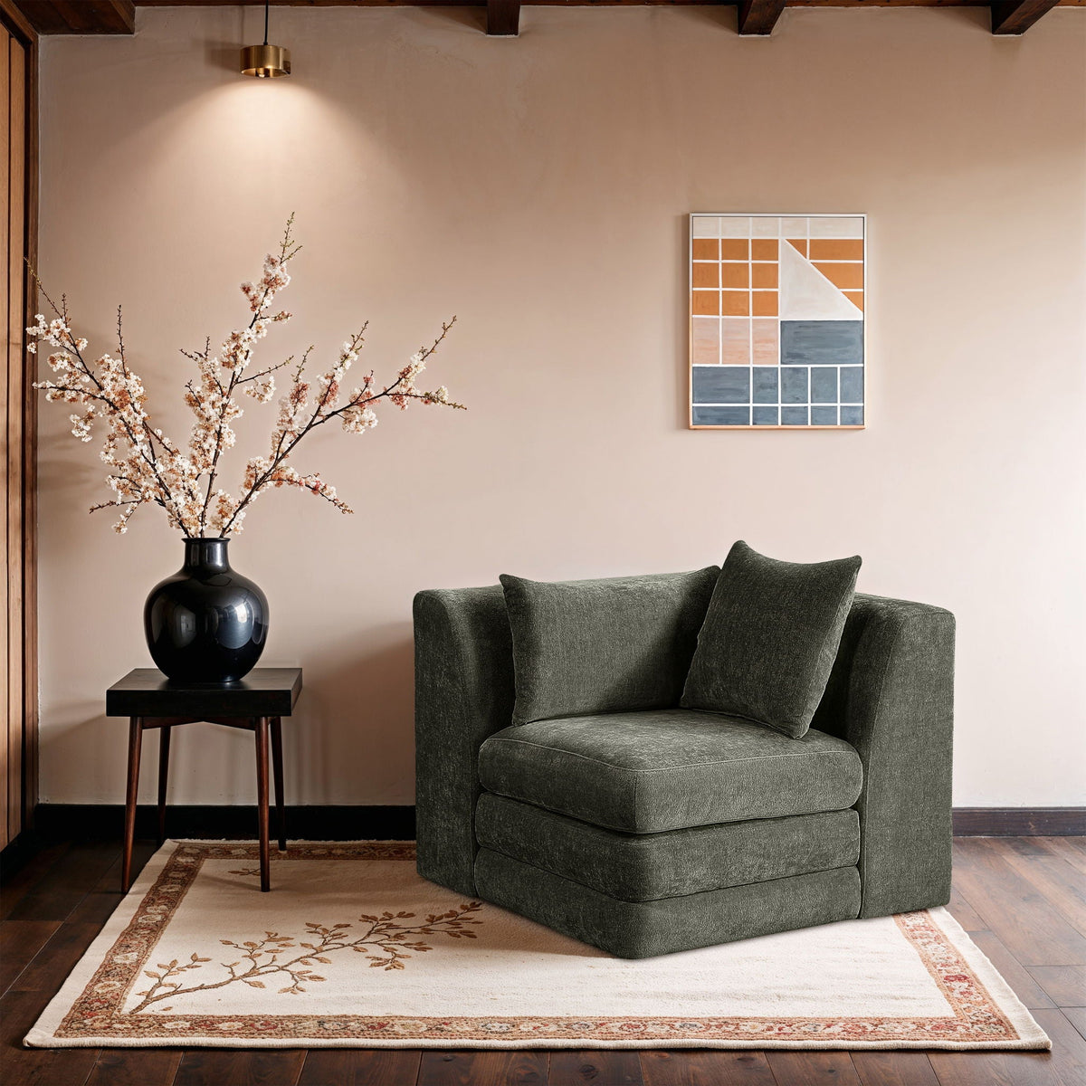 Stellar - Chenille Fabric Upholstered Modular Corner Chair