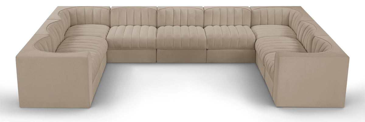 Rummi - Velvet Performance Fabric Upholstered 9 Piece Modular Sectional