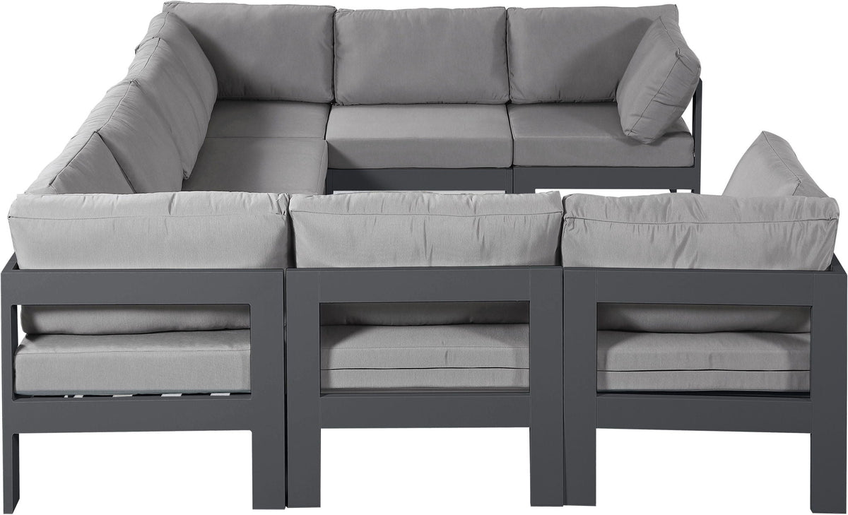 Nizuc - Outdoor Patio 8 Piece Modular Sectional With Gray Frame