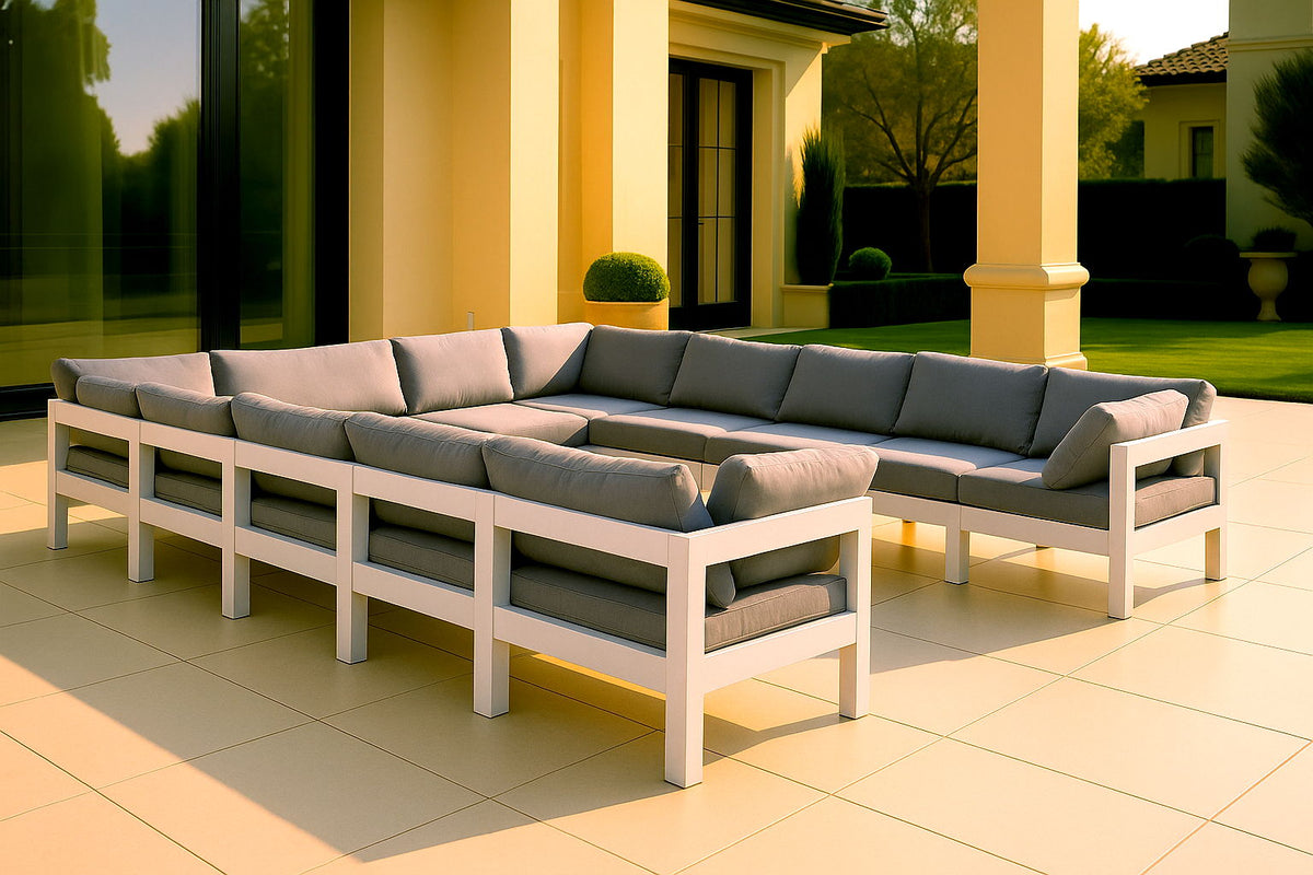 Nizuc - Outdoor Patio 12 Piece Modular Sectional With White Frame
