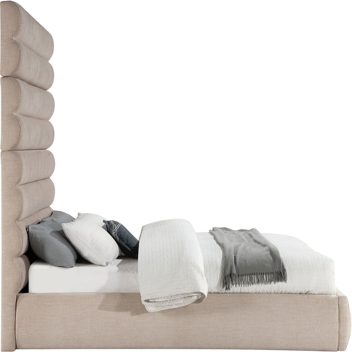 Adam - Linen Fabric Bed With 89" Headboard