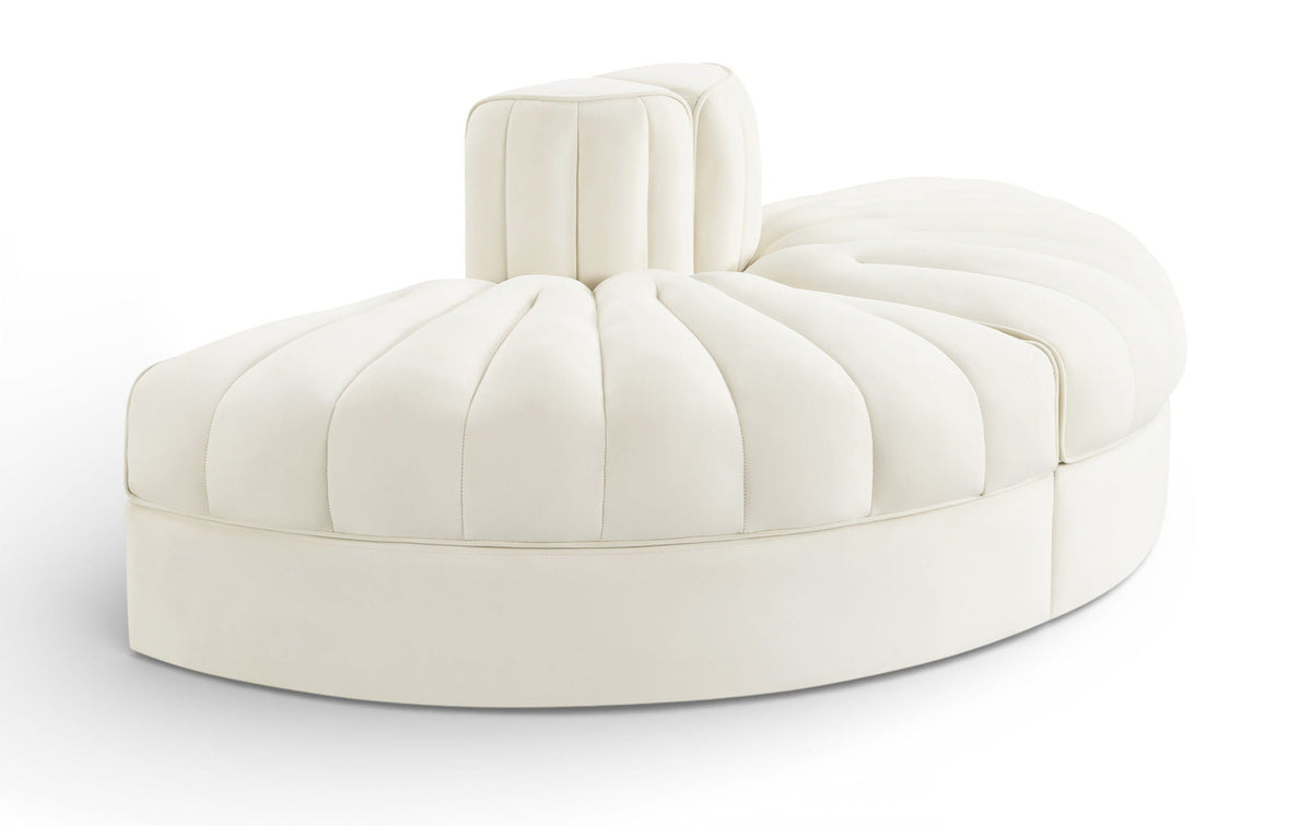 Rummi - Velvet Performance Fabric Upholstered 2 Piece  Rounded Modular Loveseat