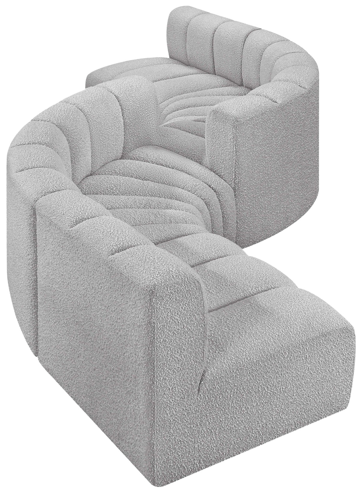 Arc - Boucle Fabric 6 Piece Modular Sofa - Black