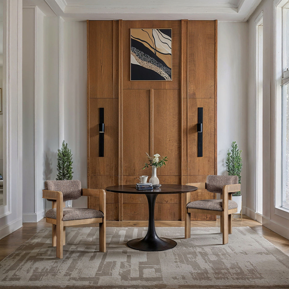 Sacha - Linen Dining Chair With Natural Base (Set of 2)