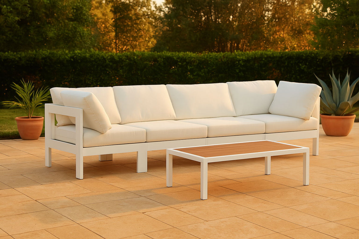 Nizuc - Outdoor Patio 4 Seat Modular Sofa With White Frame