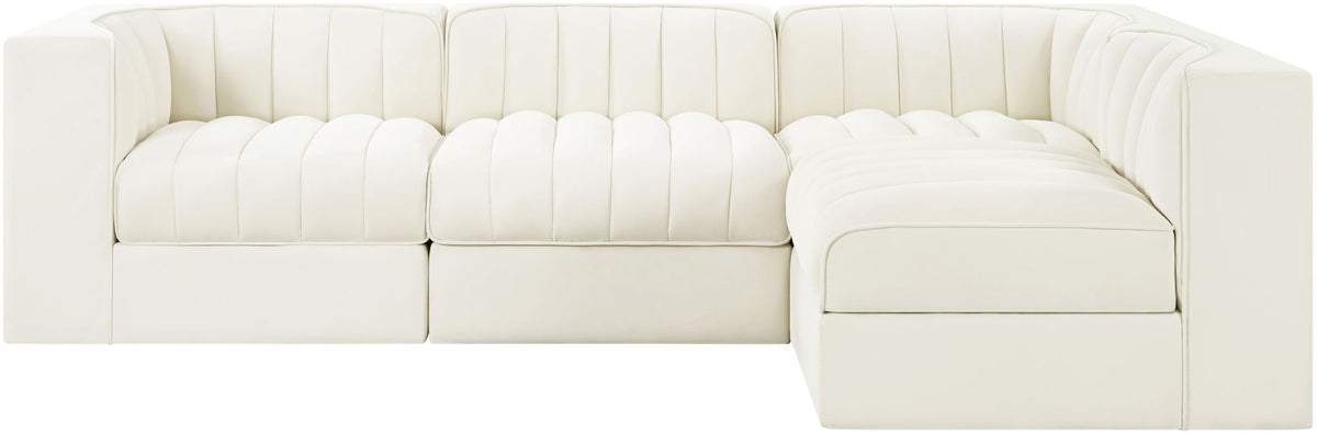 Rummi - Velvet Performance Fabric Upholstered 4 Piece Modular Sectional