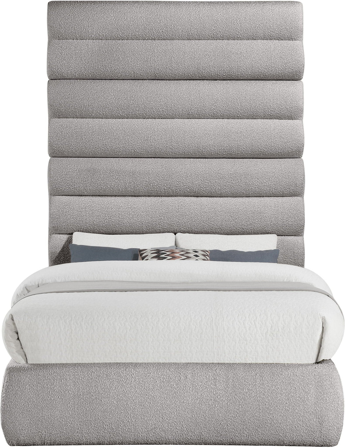 Adam - Boucle Fabric Bed With 89" Headboard
