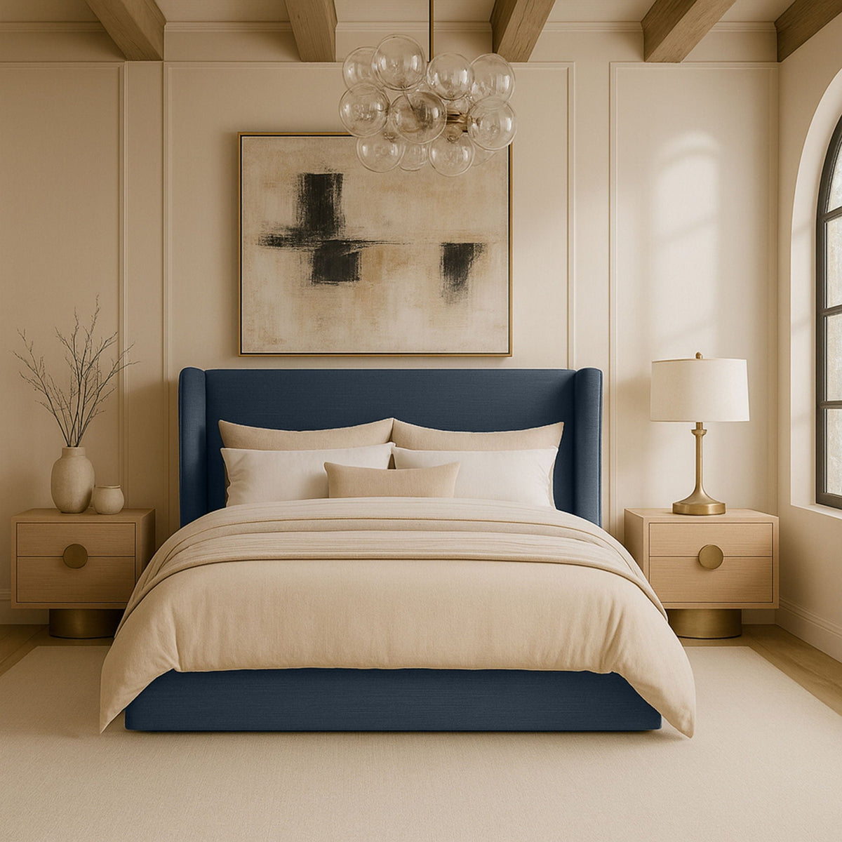 Kendall - Linen Textured Fabric Upholstered Bed